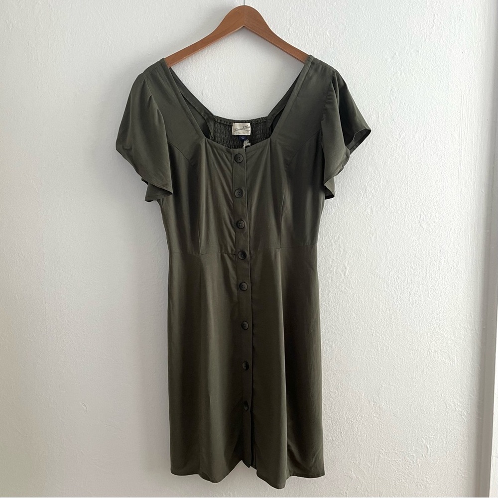 Universal Thread Olive Green Button-Front Mini Dress